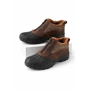 Propet Blizzard Winter Duck Boots Womens 6.5W Brown Leather Zip Lined